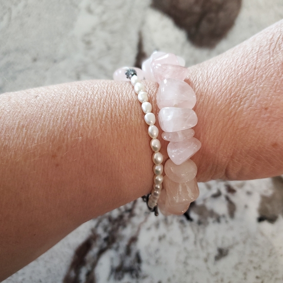 Rose Quartz and Pearl Bracelet Stack - Picture 7 of 8